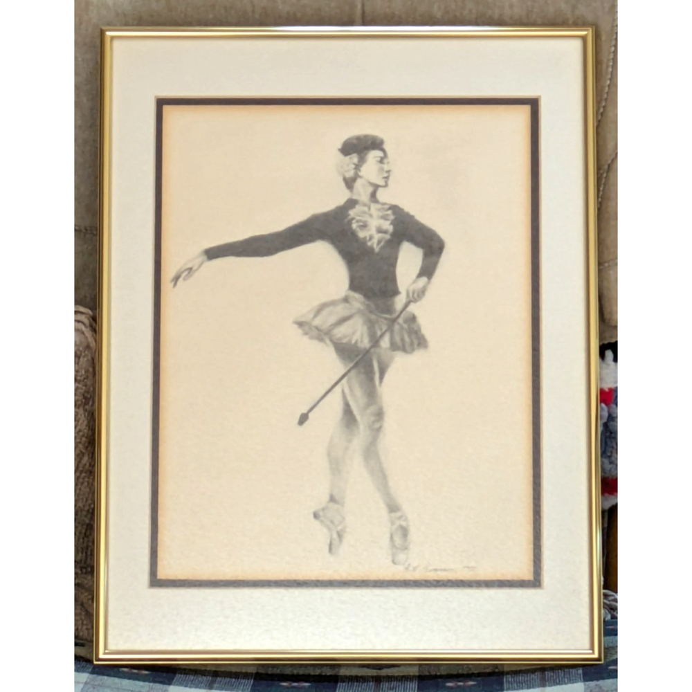 Vintage Ballerina Framed Sketch Framed S.B. Swanson 18"X14"